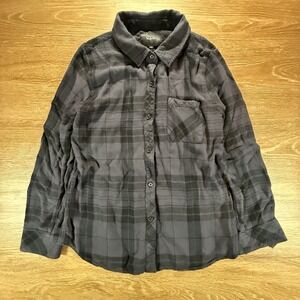 Rails Hunter Onyx Charcoal Button Front Shirt Women's Small Plaid Rayon Soft